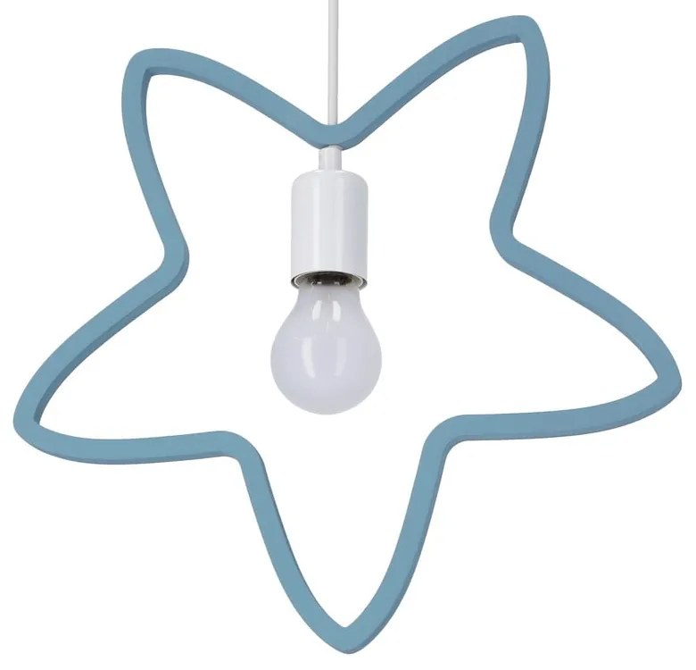 Biało-jasnoniebieska lampa wisząca z tekstylnym kloszem Single – Candellux Lighting
