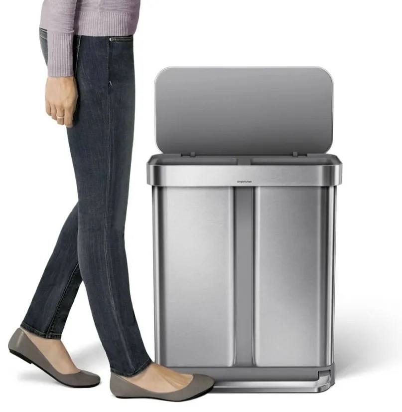 Simplehuman Kosz na śmieci z pedałem do segregacjiodpadów, 58 l, stal szczotkowana, FPP