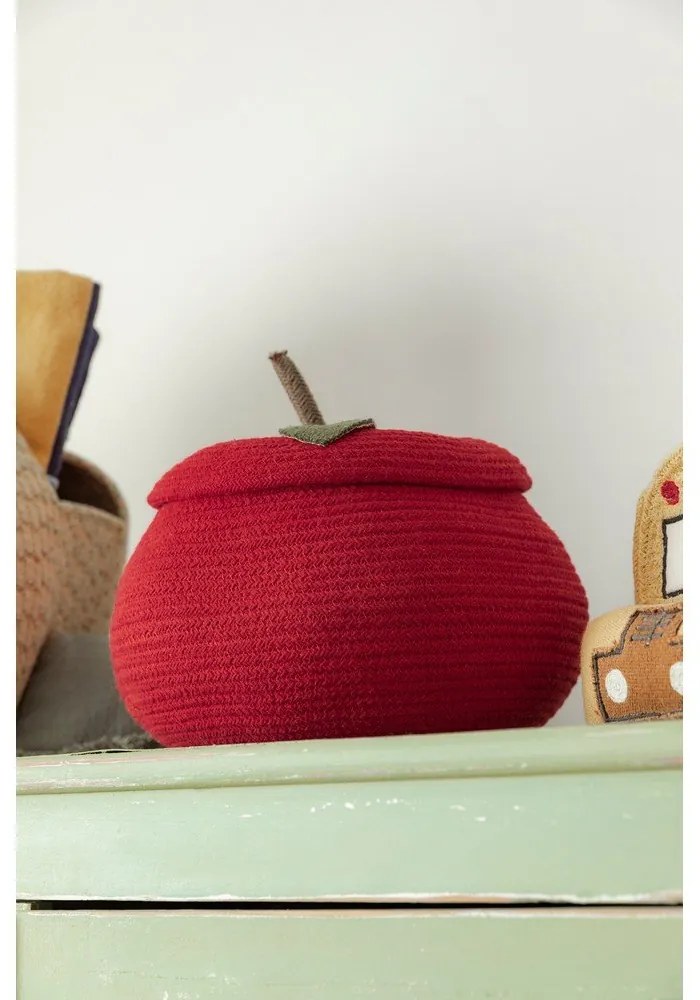 Czerwony tekstylny dziecięcy kosz na zabawki ø 28x20 cm Apple – Lorena Canals