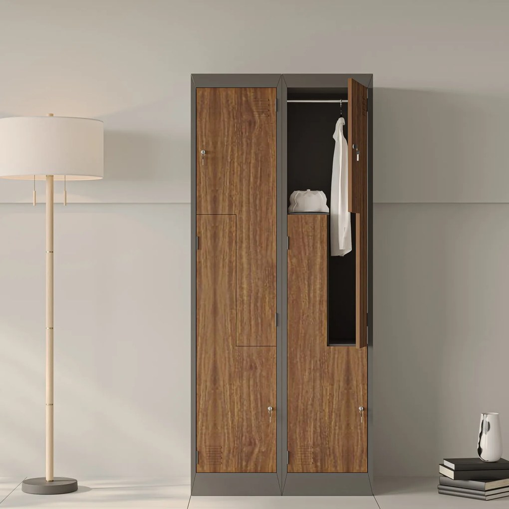 Szafa socjalna czterokomorowa Eco Design Julia 80x45x185 cm antracyt/orzech