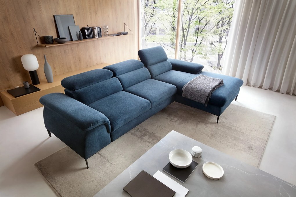 Masseno Narożnik MESTO z funkcją spania i pojemnikiem na pościel Narozniki L, Rozkładana sofa - Niebieski, VOGUE 13