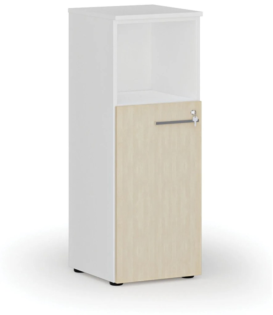 Szafa biurowa kombinowana PRIMO WHITE, 1087 x 400 x 420 mm, biały/brzoza