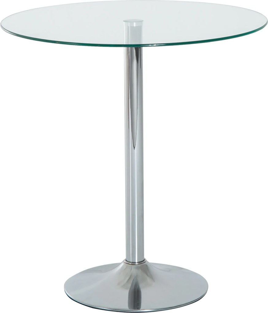 HOMCOM Okrągły Stół Jadalniany ze Szkłem, Metalowa Konstrukcja, Kolor Srebrny
