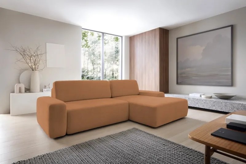 Narożnik BOULI Prawostronny z Elektryczną Regulacją wolnostojący tkanina Raven 44 Pomarańczowy DOMO HOME