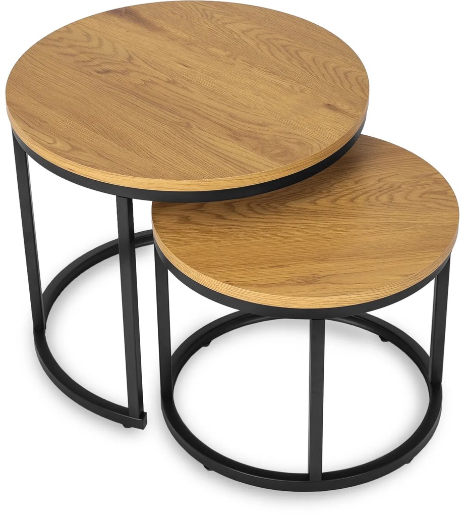 Zestaw Stolików Kawowych DELIA 43 cm/53 cm Dąb Złoty Nowoczesny Loft