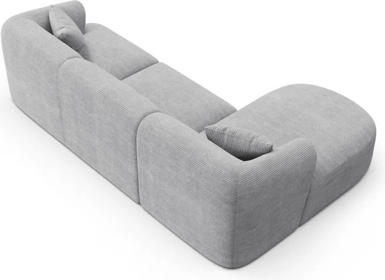 Jasnoszary sztruksowy narożnik (lewostronny/z szezlongiem) Campi – Cosmopolitan Design