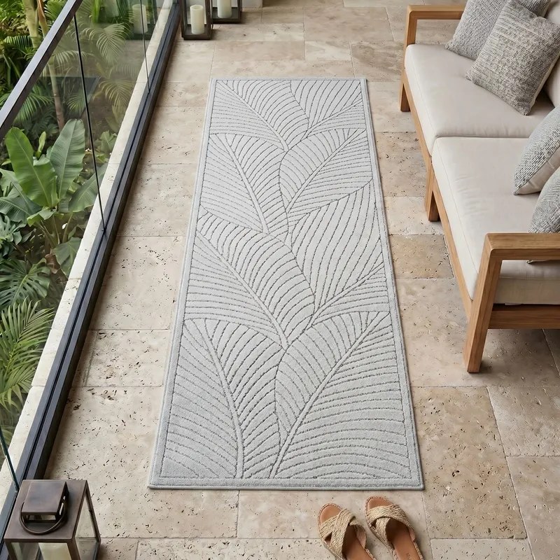 Dywan uniwersalny Nova 3D Motyw Roślinny szary 80 cm x 250 cm