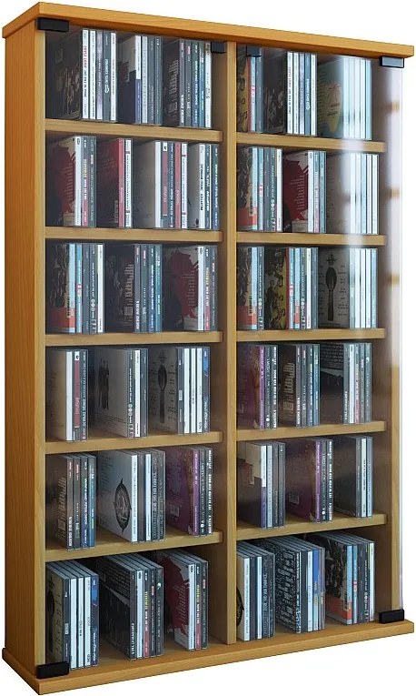 Drewno CD DVD Stand Regal Roma Drzwi szklane