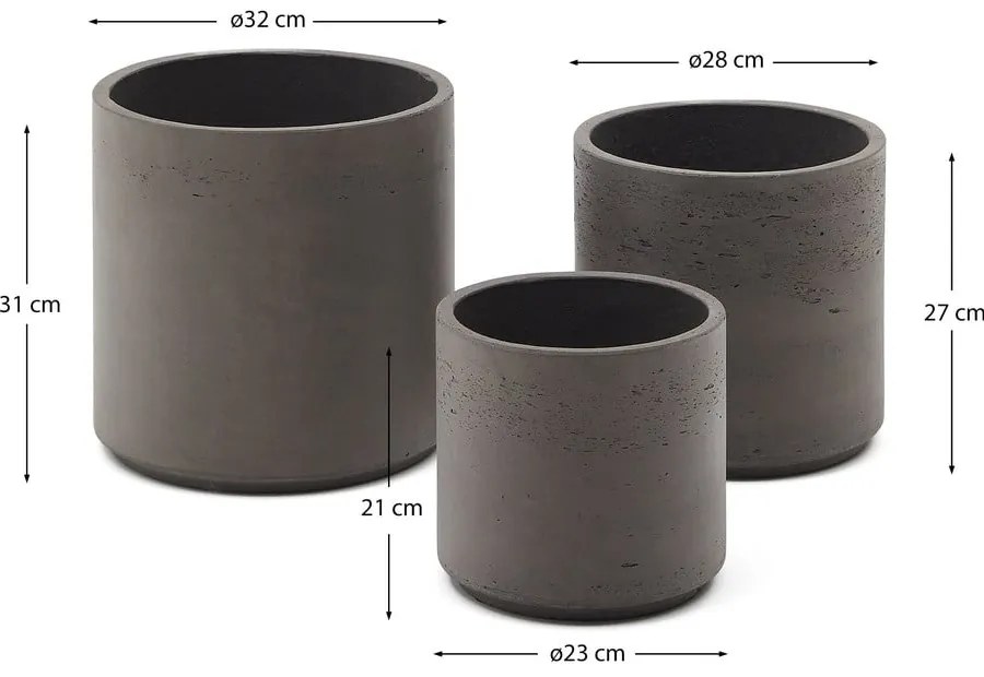 Osłonki na doniczki z cementu zestaw 3 szt. ø 32 cm Sintina – Kave Home