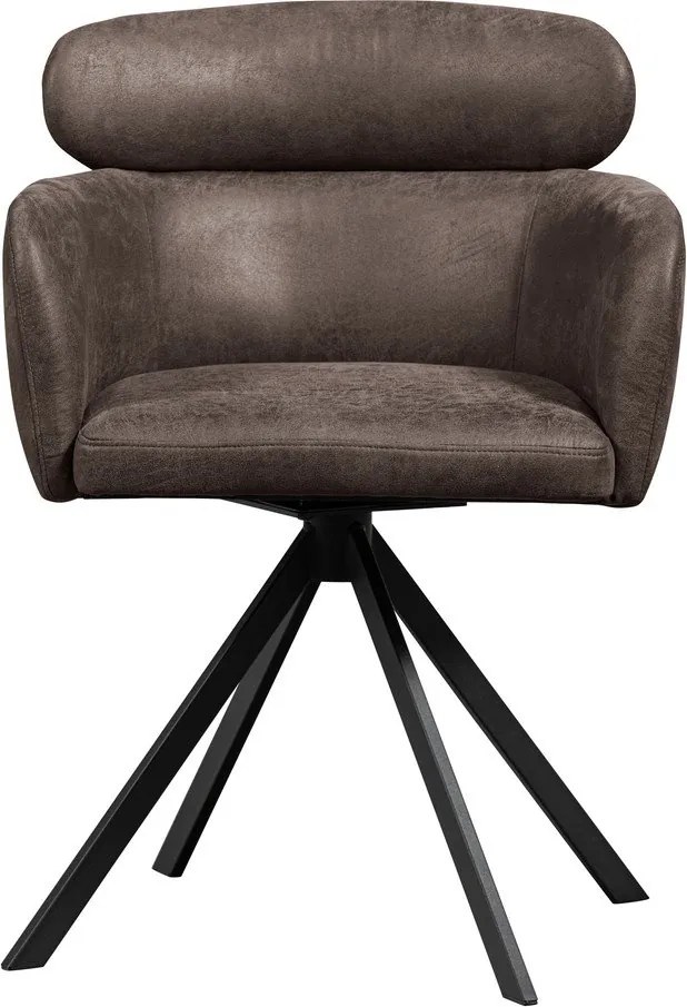 Ciemnobrązowy tapicerowany fotel jadalniany z podłokietnikami Fenne – WOOOD