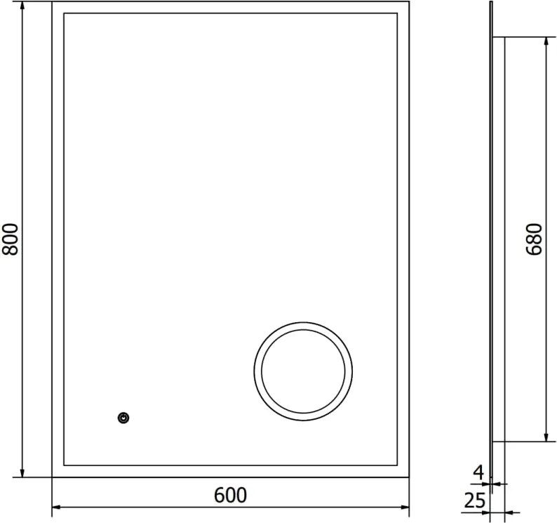 Mexen Kala lustro łazienkowe podświetlane z lusterkiem kosmetycznym 60 x 80 cm, LED 6000K, antypara - 9820-060-080-611-00