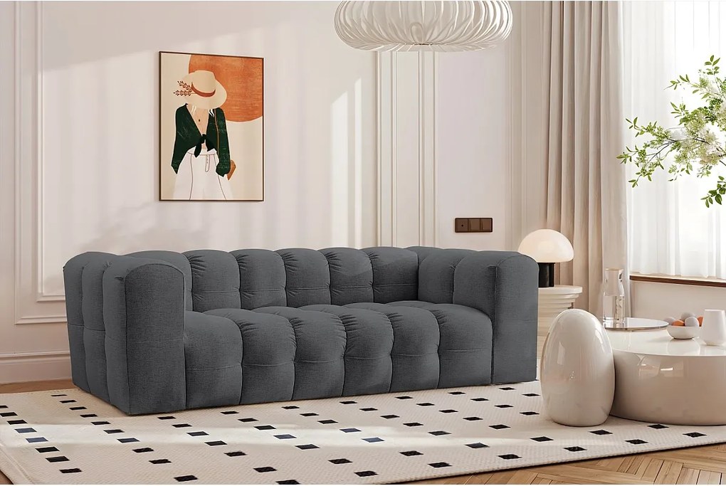 Sofa trzyosobowa BALOO, tkanina szenilowa, Grafitowy