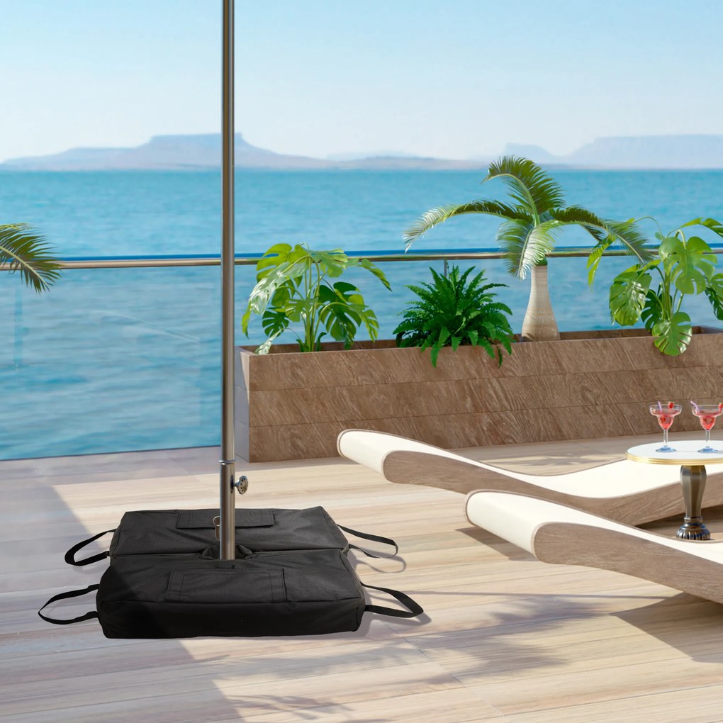 Outsunny Stojak Na Parasol 3-częściowy Czarny Z Worek Do Piasku Wytrzymały i Praktyczny Do Ogrodu | Aosom PL