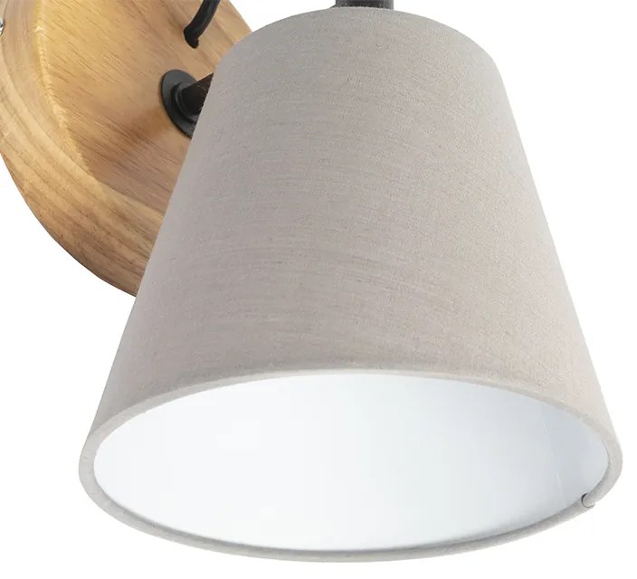 Rustykalna lampa ścienna drewniana z szarym - Cupy Rustykalny / Vintage Oswietlenie wewnetrzne