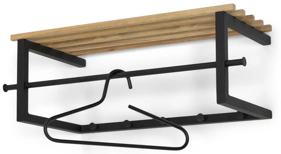 Czarny/w naturalnym kolorze metalowy wieszak ścienny z półką 76 cm Marco – Spinder Design