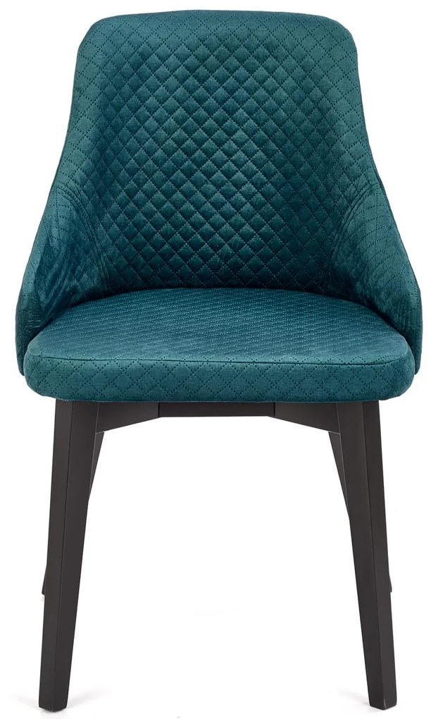 Krzesło tapicerowane czarny/ciemno zielone welurowe TOLEDO 3 pikowane