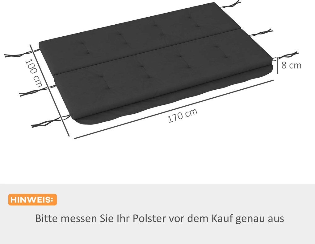 Poduszka Outsunny do huśtawki ogrodowej 170 x 100 x 8 cm, Ciemnoszary