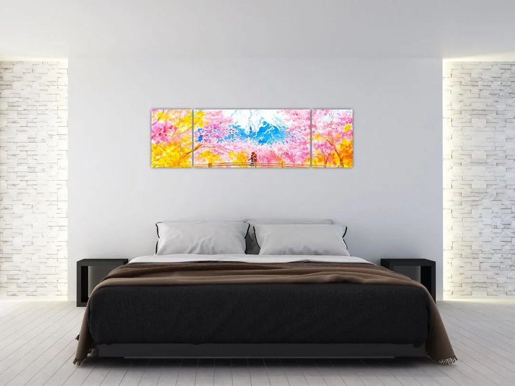 Obraz - Malowana para, akwarela (170x50 cm)