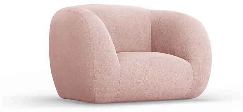 Jasnoróżowy fotel z materiału bouclé Essen – Cosmopolitan Design