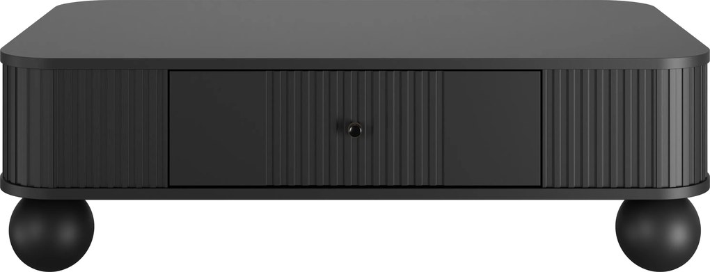 Stolik kawowy Vesper 103x60 cm z szufladą - czarny / czarne uchwyty / nogi kule