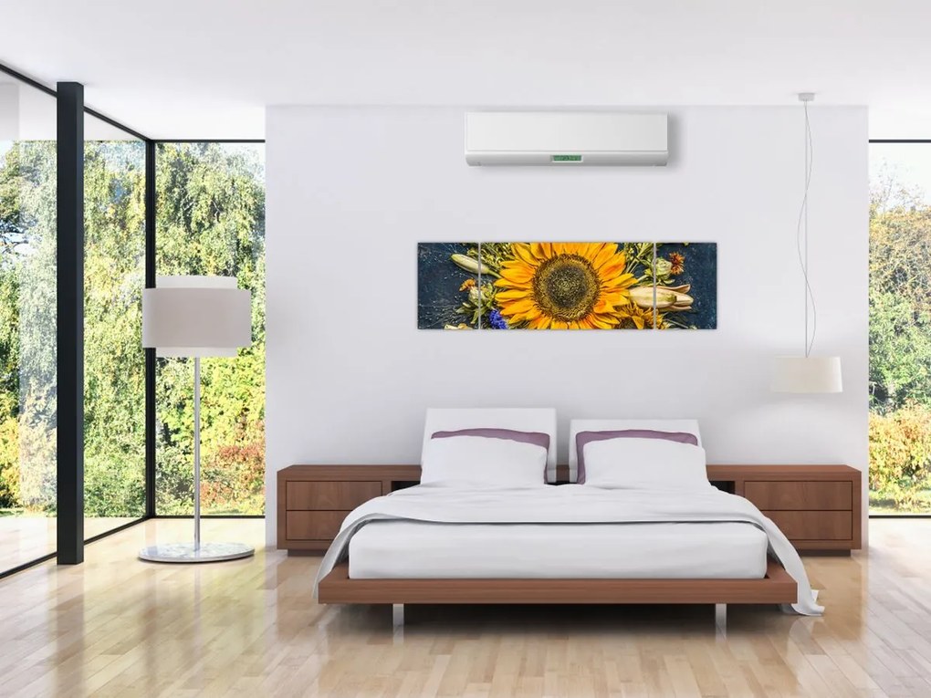 Obraz - Jesienne kwiaty (170x50 cm)