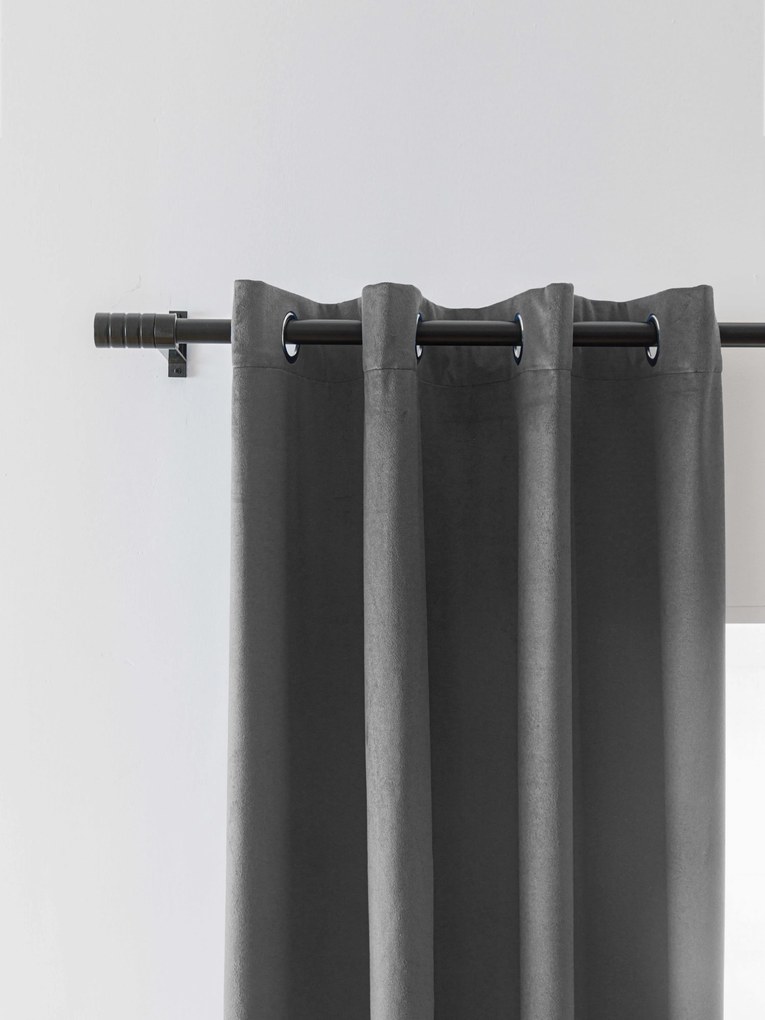 Szara zaciemniająca zasłona VELVET 140x250 cm Zawieszanie: Metalowe pierścienie