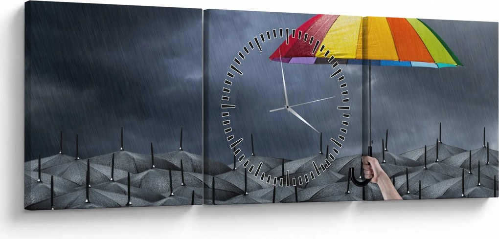 Obraz - Parasole (z zegarem) (90x30 cm)