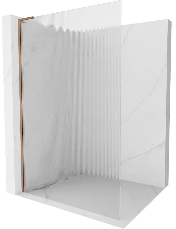 Mexen Kioto L ścianka prysznicowa Walk-in 90 x 200 cm, prążki, miedź szczotkowana - 800-090-103-65-09