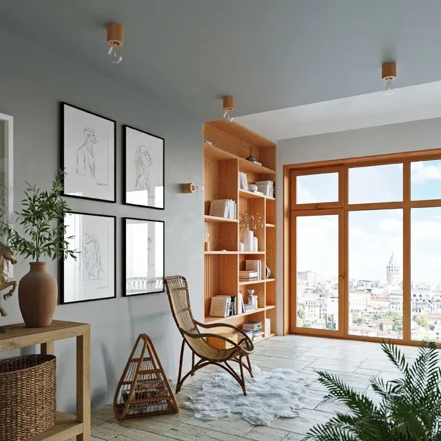 Drewniany okrągły plafon w stylu loftowym - EX576-Emporia