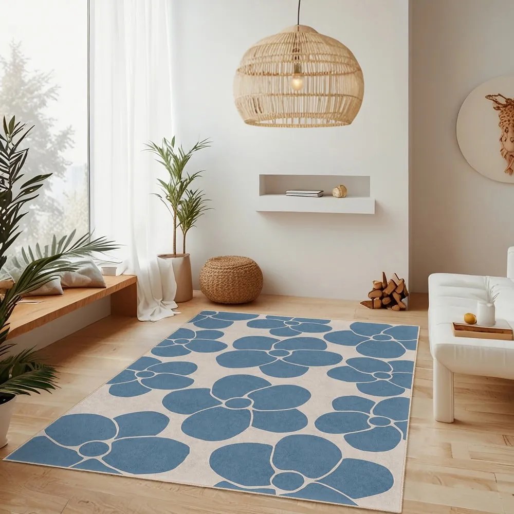 Niebieski dywan odpowiedni do prania 60x100 cm Blue Meadow – Mila Home