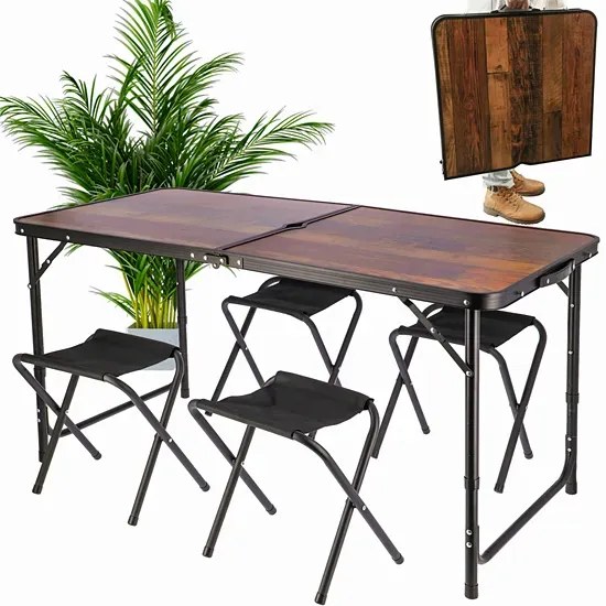 Brązowy składany w walizkę zestaw mebli turystycznych D0-L06