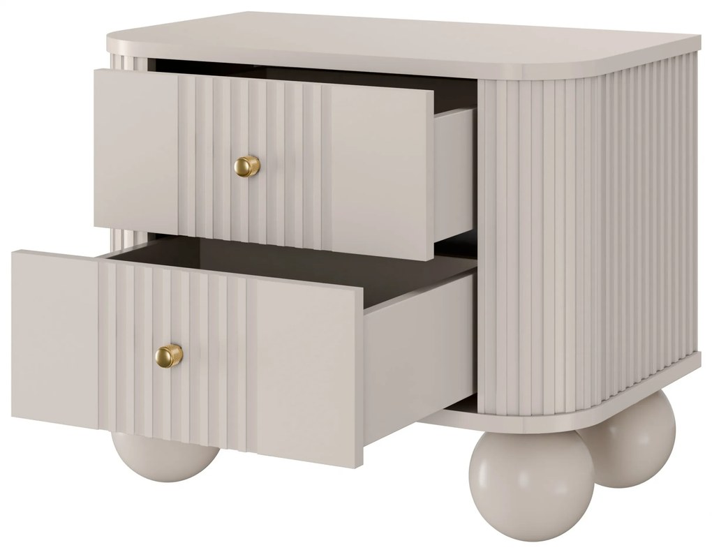 Zestaw szafek nocnych Vesper 56 cm - kaszmir / złote uchwyty / nogi kule