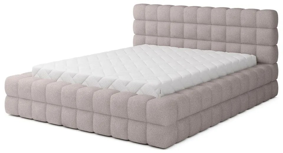 Jasnoróżowe tapicerowane łóżko dwuosobowe ze schowkiem ze stelażem 180x200 cm Dizzle – ELTAP