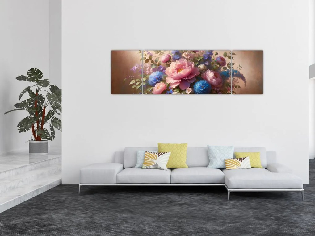 Obraz - Stół pełen kwiatów (170x50 cm)