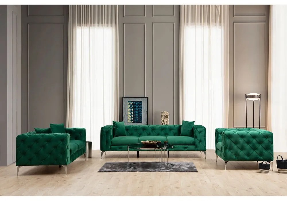 Ciemnozielona aksamitna sofa 237 cm Como – Artie