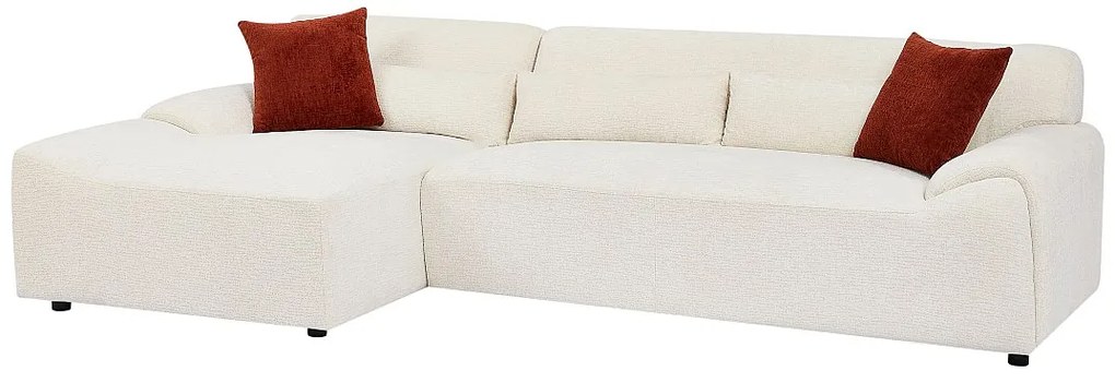 Kanapa narożna lewostronna z tkaniny szenilowej beżowej OVILIO