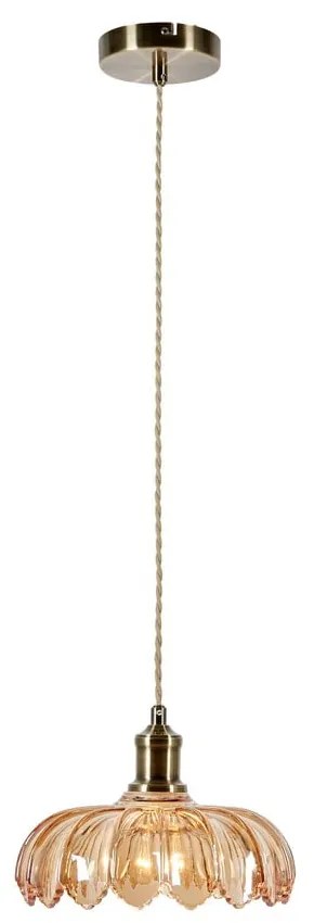 Lampa wisząca w kolorze mosiądzu z z bursztynowym szklanym kloszem ø 25,5 cm Kurage – Markslöjd