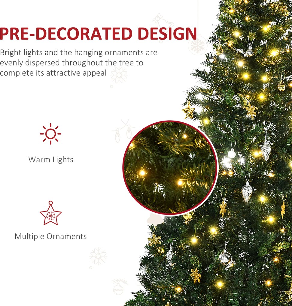 Homcom Choinka 180 Cm Jodła 200 LED 745 Gałęzi | Aosom PL