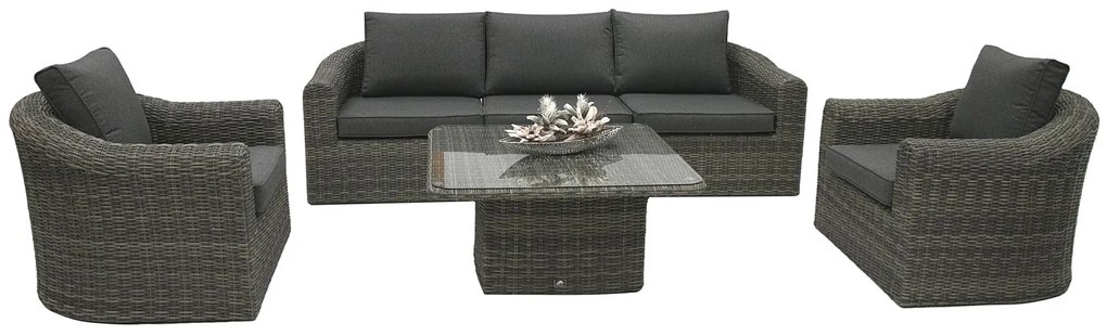 Rattanowy zestaw modułowy BORNEO LUXURY dla 5 osób (szary)