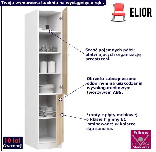 Wysoka szafka kuchenna dąb sonoma H6-T91