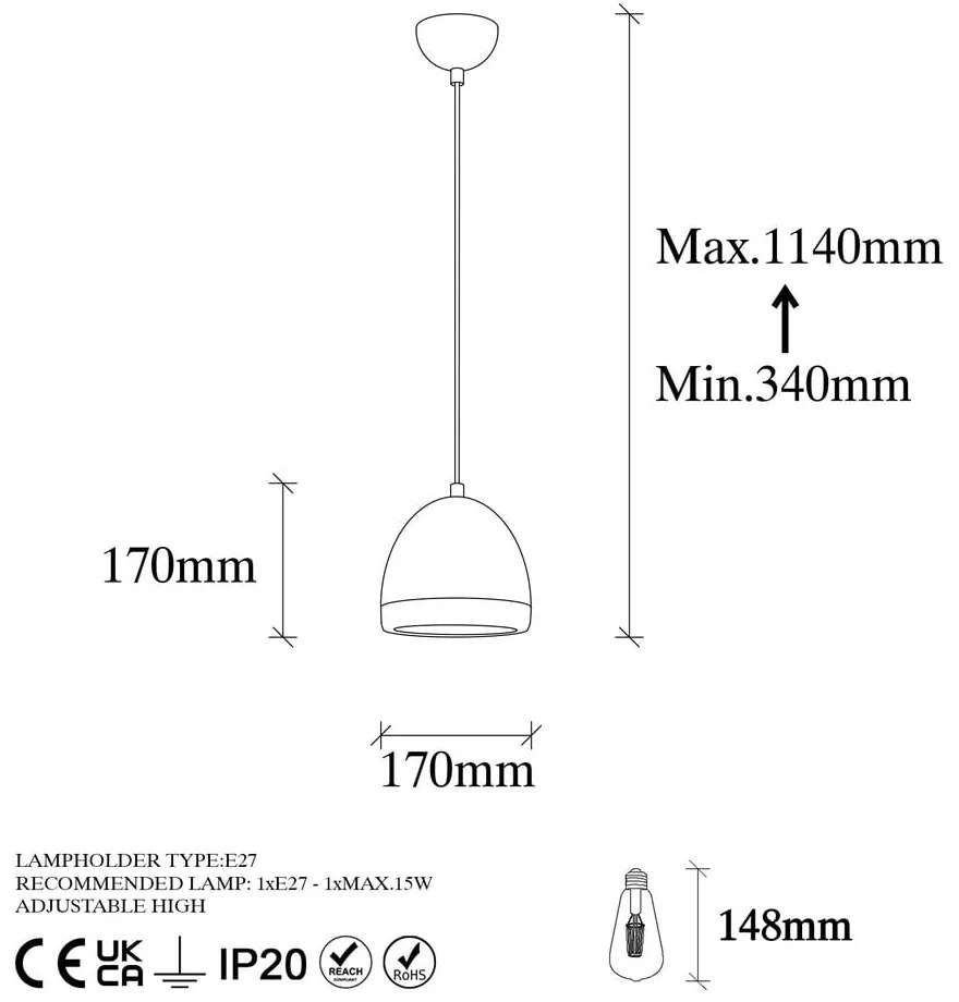 Lampa wisząca w kolorze brązu z metalowym kloszem ø 17 cm Mugo – Opviq lights