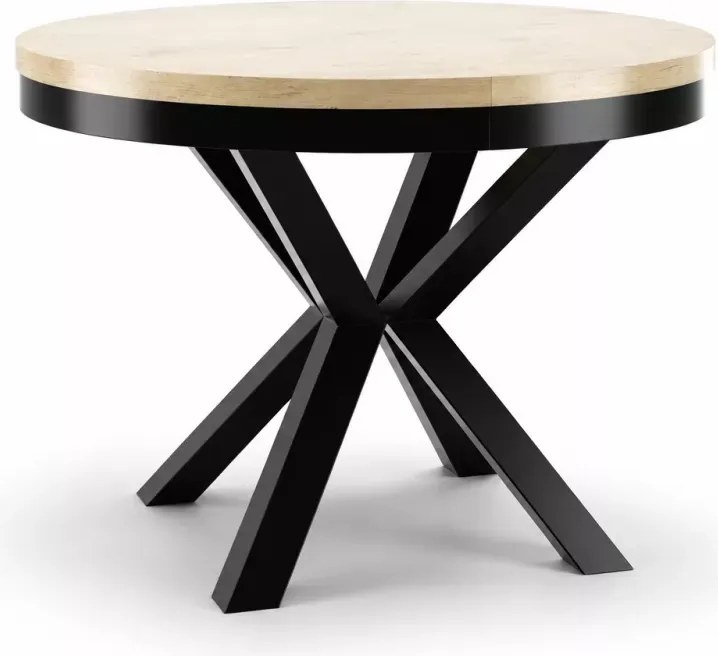 Stół loftowy okrągły rozkładany Bistro 100–176 cm – industrialny stół do jadalni, stalowe nogi