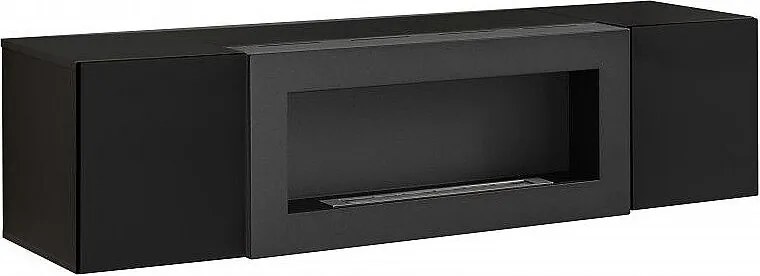 Komoda FLY 160 czarny połysk/czarny mat z biokominkiem