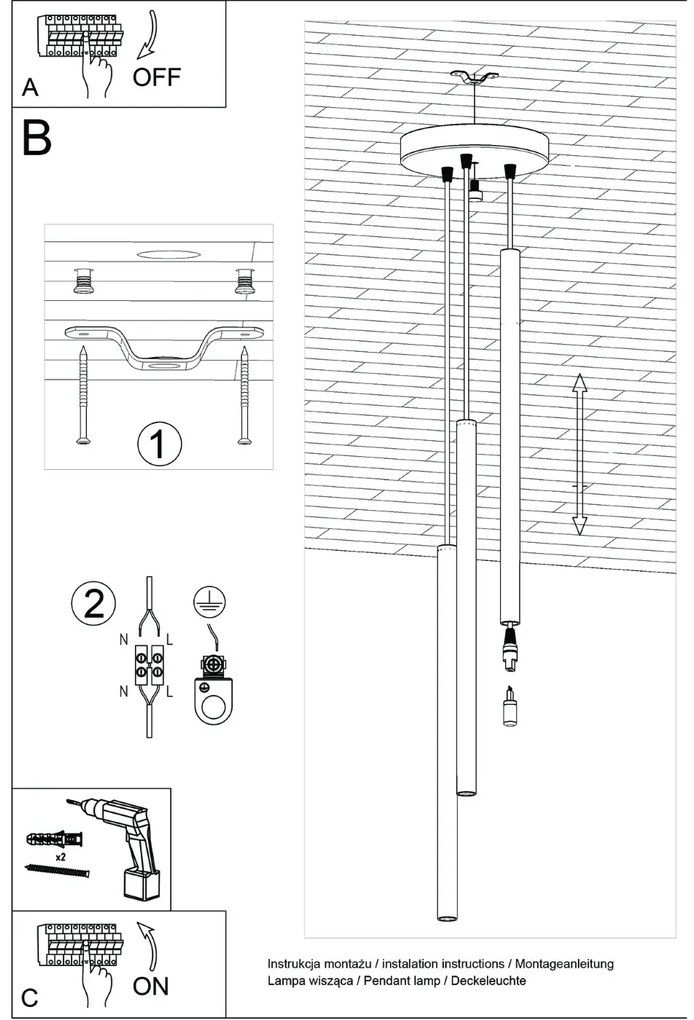 Lampa wisząca PASTELO 3P ochra czerwona SOLLUX LIGHTING