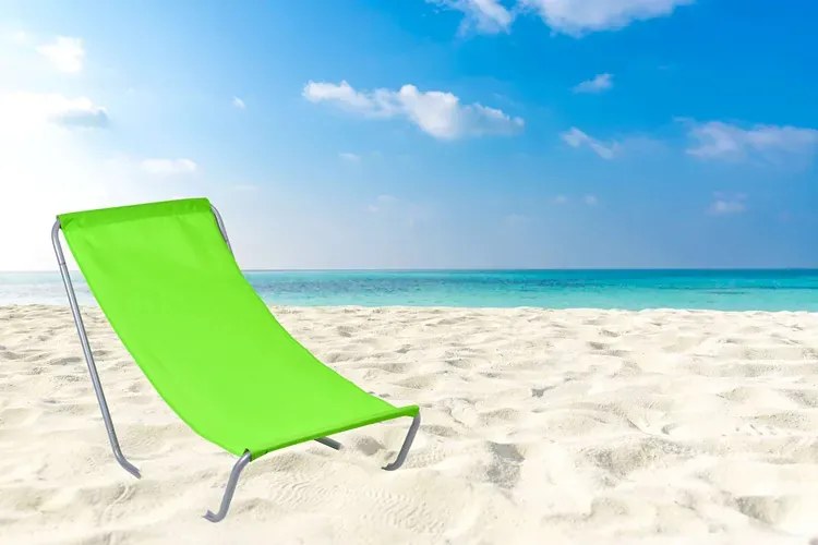 Zielony materiałowy składany leżak plażowy E4-M46
