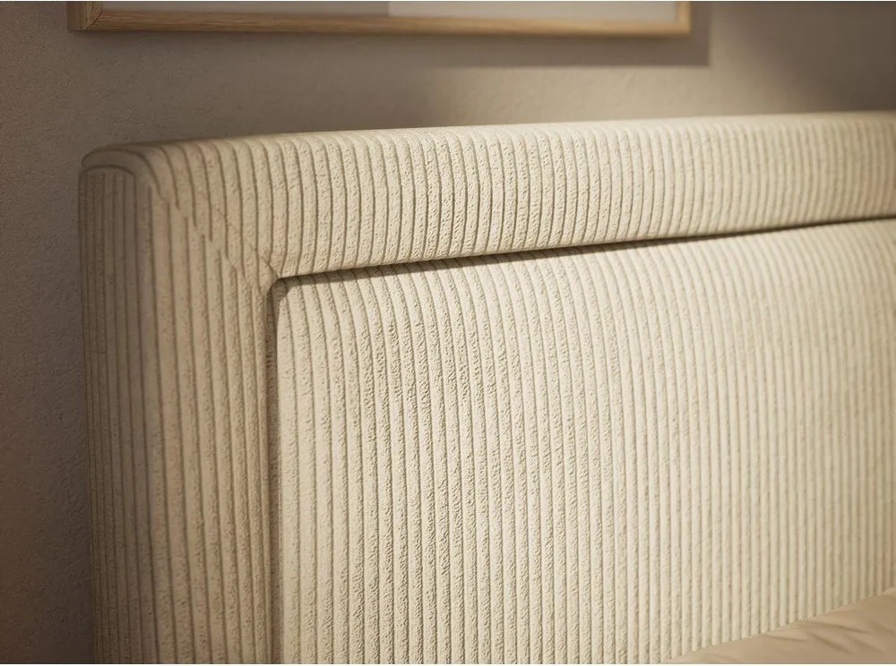 Kremowe łóżko kontynentalne ze schowkiem 160x200 cm Fresco – Maison de Rêve