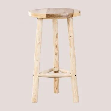 Wysoki Okrągły Stół Ø60 Cm Z Drewna Narel Naturalna - Sklum