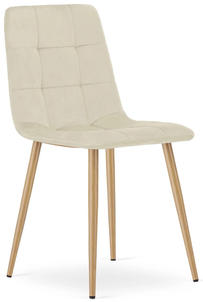 PROMOCJA Jasnobeżowe aksamitne krzesło KARA II. jakość