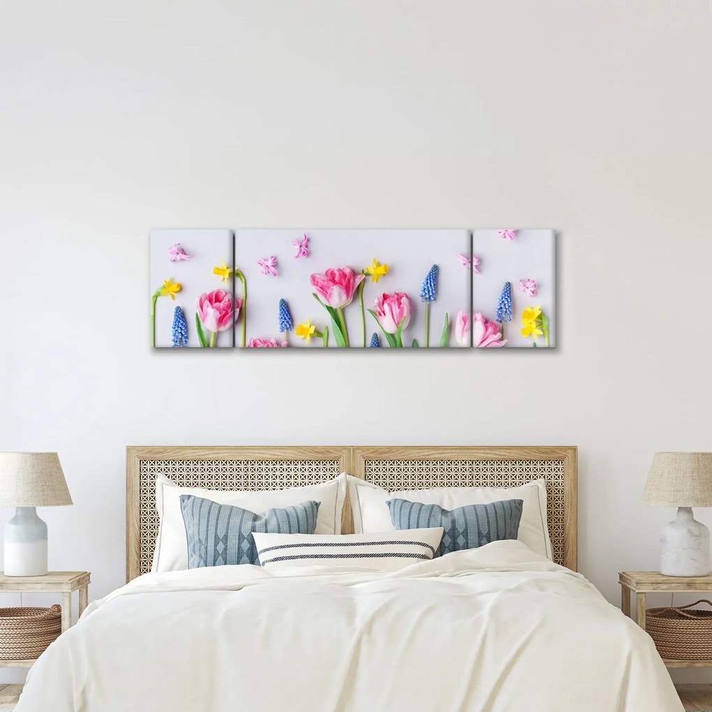 Obraz wiosennych kwiatów (170x50 cm)