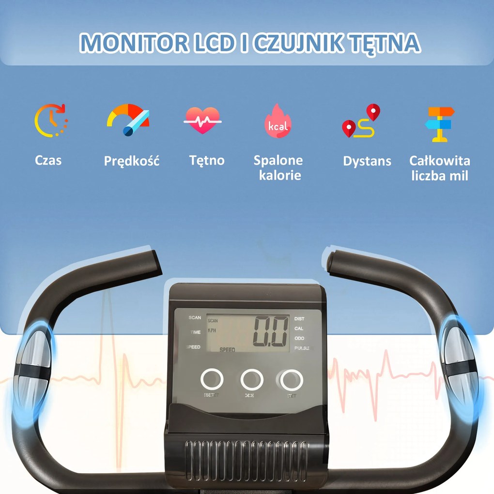 HOMCOM Rower treningowy Rower stacjonarny Składany Z parą kabli napinających 2 w 1 do użytku domowego Stalowy 51 x 97 x 115 cm Czarny | Aosom PL